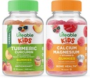 Lifeable Turmeric Curcumin Kids + Calcium Magnesium Kids, Gummies Bundle - Great Tasting, Vitamin Suplemen, Gluten Free, GMO Bebas, Gummy Chewable
