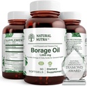 Suplemen Natural Borage Oil - Rich in Gamma-linolenic Acid (GLA), A PowerOmegaga- 6 Estist Acid dikenal untuk Pendukung Skin, Nerve, dan Gabungan Kesehatan 90 Softgels.