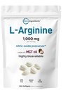 Mikro Ingrediens L-Arginine 1000mg dengan MCT Oil, 300 Softgels 124; Nitric Oxide Precelsor * for Men & Women & Women 124; Extra Amino Acid Formula untuk Daily Wellness 124; Non-GMO, Gluten Free, No Soy