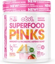 Obvi Superfood Pinks Probiotic Blend 124; Rich in Antioxidants, Adaptogens, Digetical Enzyme Blast, Imune Dukungan, Gut Health 124; Keto, Gluten- Free, No Sugar, 10 Milyar CFU 124; Mango Iced Tea, 20 PNS