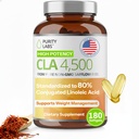 Suplemen CLA CLA 4500MG - Non- GMO Safflower Oil - Supports Energy, Weight Los, Heart Health, and Muscle Health - 180 Gel lembut