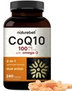 NatureBell CoQ10 100mg dengan Omega 3, 240 Capsules 124; Bentuk Absorpsi Tinggi Stabil - Antioksidant Dukungan untuk Kesehatan Hati & Energi - Tambahan Koenzim Q10