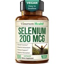 Selenium 200 mcg Kapsul - Suplemen Selenium Tertinggi - Stenium untuk Thyroid, Antioksidant & Imune Dukungan - Sangat Bioavable L- Selenomethionine Suplemen Mineral - Vegan, 100 Kapsul