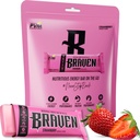 Braven Bar Strawberry Energy Bars (1.59 oz, Paket 10) - Energi Mengunyah Alternatif dengan 5g Protein - OntheGo Snacks untuk Running, Hiking, dan Olahraga - Gluten Free Snacks - Bars Protein
