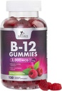 B12 Vitamin Energy Gummies 3000 mcg - Ekstra Kekuatan B 12 Gummy untuk Metabolisme & Imune System Dukungan - Suplemen Dietary B12 Chewable untuk Orang dewasa & Anak Kafeine Free Gummy Vitamin - 120 Gumin