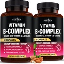 Vitamin B Complex for Men & Women - Made in USA - B-Complex: B1, B2, B5, B6, B8, B9, B12 with Vitamin C, Choline, Inositol - Energy, Brain & Heart Suplemen - 120 Vegan Capsules