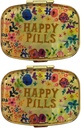 AmyZone Metal Pill Organizer Compact Pill Box Cill Case to Hold Vitamin / Tylenol / Fish Oil / Suplemen / Meds / Tablet for Purse / Pocket (Happy Pil 2 pcs with Mirror Inside)