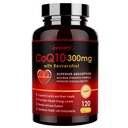 ZEBORA CoQ10- 300mg dengan Trans- Resveratrol, PQQ & Vitamin E - High Absorpsi Koenzim - Q10 dengan BioPerine - powerful Antioksidant untuk Heart & Energi- Produksi, 120 Gravgie Capsules