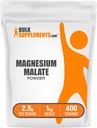 BulkSuplements.com Magnesium Malate Powder - Magnesium Suplemen, Biovavabililty Tinggi - Unflasheled & Gluten Free, 2.5g per Serving, 1kg (2.2 lbs) (Pack 1)