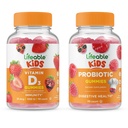 Probiotik Lifeable 2 Miliar CFU Kids + Vitamin D Kid, Gummies Bundle - Great Tasting, Vitamin Suplemen, Gluten Bebas, GMO Bebas, Gummy Chewable