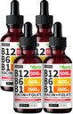 (4 Paket) Vitamin B12 dan B6 Liquid Drops, B12 Sublingual Vitamin B Kompleks - B 12 Vitamin 5000mcg - B12 Methylcobalamin untuk Energi, Otak, dan Heart Dukungan dengan 27.200 mcg, Raspberry, 80 Servis