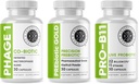 Instinal Fortitude Gut Supplement Bundle - PREbiotic Gold, Prof-B11, Phage 1 - w / Gold Kiwifruit Pectin, SCFas, dan 22 Milyar CFU untuk Dukungan Microbiome, Gluten, Soy, & DairyFree Capsules