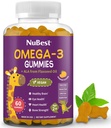 NuBest Omega 3 Gummies for Kids & Teens with Flaxseed Oil 124; Supports Brain Growth, Mental Clarity, Focus, and Eye Health 124; No Added Sugar 124; Orange Flavor 124; 60 Premium Vegan Gumnies