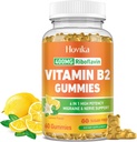 Vitamin B2 Gummies Riboflavin 400mg Tambahan untuk Pria & Perempuan - Murni Magnesium, Ashwagandha, CoQ10, Omega 3, Vitamin B12 - Migraine Relief & Energi, Gugup Sistem Dukungan - Sugar Free, 60 Count