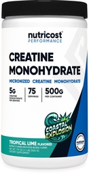 Nutricost Creatine Monohydrate Powder (Coastal Explosion, 500 Gram) - Micronized Creaktine Suplemen - Vegan, GMO- Bebas, Gluten Bebas