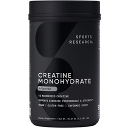 Sports Research Creatine Monohydrate - Gain Lean Muscle, Impprove Performance and Power and Dukung Pemulihan Kerja - 5 g Micronized Creatine - 35.27 oz