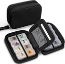 Zannaki Cute Pill Organizer untuk Purse dengan Two Removable 7- Day Pill Box, Travel PU Leather Pill Case, Portable Weekly Pill Container with Storage Bag to Hold Vitamin, Fish Oils, Suplemen (Hitam)