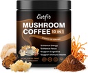 Catfit Mushroom Powder, 10 Mashroom Blend Suplemen dengan Mane Lion, Chaga, Cordyceps, L- Theanine for Energy, Focus, Cognitive dan kekebalan, 50 Serving