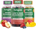 Fungies Mushroom Gummy 3-Pack Bundle, Lion 's Mane, Cordyceps & Reishi Gummies for Adults - Mumroom Gummies Supports Brain Health, Energy & Daily Wellness - 180 Servings
