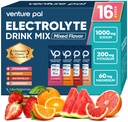 Sodium Venture Pal High Sugar Free Electrolytes Powder Packet - Paket Hidration dengan Vitamin, Sodium & Potasium 124; Zero Calories 124; Vegan, Keto & Paleo Friendly Electrolite Drink - 16 Sticks