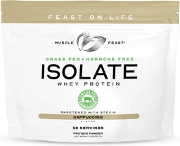 Muscle Feast Grass- Fed Whey Protein Isolat Isolasi Protein Bebas, Whiy Isolate Powder untuk Pria dan Wanita, Bersih, Bebas, Delicious Isolate Protein - Cappuccino, 2lb