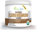 Mowder Organik 11 Jamur - USDA Bersertifikat - Singa Mane, Reishi, Cordyceps, Maitake, Shiitake, Turkey Tail, Chaga, Zhuling, Wood Ear, Poria Cocos, Hime- Matsutake - Imunity & Energy, No Filler