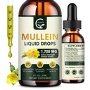 (2 Pack) Mullein Drops for Lungs - Lungs Cleanse dan Respiratory Dukungan, 4 yang kuat dalam 1 Mullein Leact dengan Elderberry, Marshmallow Root dan Peel Orange untuk Dukungan Bronchial, 1 Fl Oz