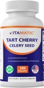 Vitamin Tart Cherry 20X Ekstrak dengan Benih Celery 10X Terkonsentrasi Ekstraksi - - 180 Veg Capsules - Vegetarian, Non-GMO, dan Gluten Bebas