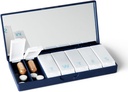 PORT X Polyish Designer Weekly Box Organizer (Single 1X Daily, Navy) Compact, Stlish 7-Day Suplemen Kasus Vitamin 124; Cute Portable Mini Travel Medical Carrier 124; BPA- Free Pilbox Caddy