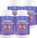Lipomal Alpha Lipoic Acid 1500mg - dengan Acetyl-L- Carnitine 900mg & Ubiquinol 100mg & Vitamin E 15mg Supplemen untuk Antioksidants Metabolisme Energi Nerve, 60 Softgeel (4 Botol)