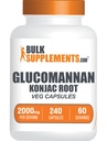 BulkSuplements.com Glucomannan Capsules - sebagai Ekstrak Root Konjac, Suplemen Glukoma, Suplemen Herbal - Gluten Bebas, 4 Kapsul per Serving, 240 Cacah (Paket 1)