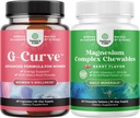 Bundle of G-Curve Butt & Breast Enhancement with Saw Palmetto Extract Horny Goat Weed for Women and Sugar Free Magnesium Glycinate Chelate