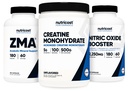 Nutricost Creatine 500 Grams, Nitric Oxide 180 Capsules, dan ZMA 180 Capsules Bundle
