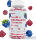 Creatine Monohydrate Gummy for Men & Women - High Kemurnian Sour Blue Raspberry- Creatine Creatine Infused Gummy for Muscle Strength & Energy Boost, Bioavailable Pre-Workout Suplemen