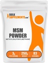 BulkSuplements.com MSM Powder - Methylsulfonymetana, Suplemen MSM, Suplemen Nutonasional - Gluten Bebas, 3g per Serving, 250g (8.8 oz) (Paket 1)
