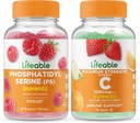 Lifeable Phoshatidyserine (PS) + Vitamin C 1050mg, Gummies Bundle - Wisting Besar, Suplemen Vitamin, Gluten Bebas, GMO Bebas, Gummy Chewable