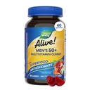Alam Hidup! Pria 50 + Daily Gummy Multivitamin, Pasokan Otak Sehat, Mata, Hati *, B-Vitamin, Gluten- Free, Vegetarian, Fruit Flavored, 60 Gummies (Packaging May Wary)