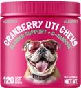 Cranberry UTI Chews for Dogs Bladder Dukung + D-Mannose Support Ginny Urinary Tract and Bladder Health Natural Cranberry Wellness Supplemen Imune System Booster Natural Pet Antioksidant 120 Chews