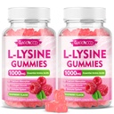 2 Pack L-Lysine 100mg Gummies, Lysine Sugare for Dewata & Anak-anak, Estically Amino Acid for Lips & Oral Health, Boost Imiune & Kalcium, Sugar- Free, Raspberry Flavor, 120 Count