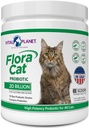 Planet Vital - Flora Cat Probiotic Powder Suplemen dengan 20 Milyar Cultures dan 10 Diverse Strains High Potency Progories untuk Semua Kucing untuk Digetical dan Imune Dukungan 30 Scoops 3.92 oz