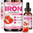 Tambahan Besi Liquid untuk Perempuan Pria & Anak-anak Multivitamin Besi Drops dengan Flolate, Vitamin C, B6, B12, Zinc untuk Anemia, Deficiency Besi, Pembangunan Darah, Energi - Strawberry Natural Flavor, Vegan 2 Fl Oz