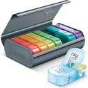 Zannaki Metal XL Weekly Pill Organizer 2 Kali sehari, Large Travel Daily Pill Box 7 Day, Portabel Minggu Dua kali Kontainer Pill Holder, Kasus PM Pill Case for Medicine Vitamin Medication Suplemen, Grey