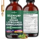 Dukungan Thyroid Drops - Selenium, Zinc, Iodin, L Tyrosine, Ashwagandha, Turmeriic, Schisandra Gugru, Cayenne - Tambahan Liquid Floid Copper Alkohol - Free, Vegan, Non-GMO - 2 oz
