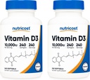 Nutricost Vitamin D3 10.000 IU, 240 Soft Gel Caps (2 Botol)
