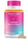 Pink Stork Organic Vitex - 1000 mg Chaste Tree Berry - Plant - Based Support for Perimenopause & Hormonal Harmony - Membantu mempertahankan Regularitas Cycle & Heally Progesterone balance - 60 Vegan Capsules