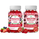 Lunakai Prenatal dan Biotin Gummies Bundle - Pregnancy Multivitamin Gummy dengan Acid Besi & Folic - Rambut Skin dan Nails Pertumbuhan dengan Vitamin C dan E - 30 Hari Supppply