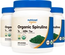 Nutricost Organic Spirulina Powder Unfeared, 1LB Container for 454 Servings (3 Bottles) - Vegan, GMO Free and Gluten Free
