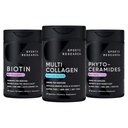 Vegan Penelitian Olahraga Biotin 10.000mcg dengan Coconut Oil, Multi Collagen Pills (Tipe I, II, III, V, X) Collagen Peptides Berhidrolyzed dengan Acid + Vitamin C & Phytoceramides 350mg per Softgel