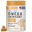 Salmon Oil for Dogs - 180 Soft Chew Omega Treats for Skin and Coat - Fish Oil Blend of Estimate Acids, Omega 3 dan 6, Vitamin, Antioksidants and Minir- dibuat di USA