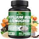 BMVINVOL Psyllium Husk Fiber Suplement t dengan Fenogreek, Apple Cider Vinegar, Turmeric, Ginger, Black Pepper- Disuffic Kesehatan Dukungan - 60 Capsules